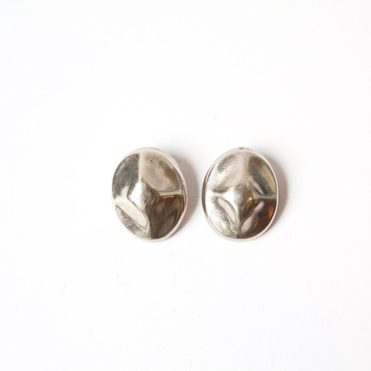 Vintage Chunky Sterling Silver Clip On Earrings