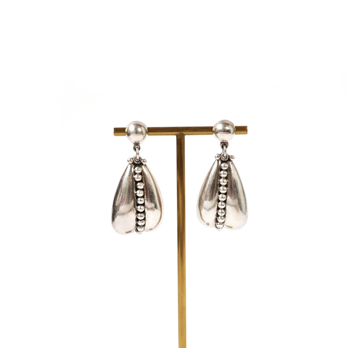 Vintage Chunky Sterling Silver Drop Earrings