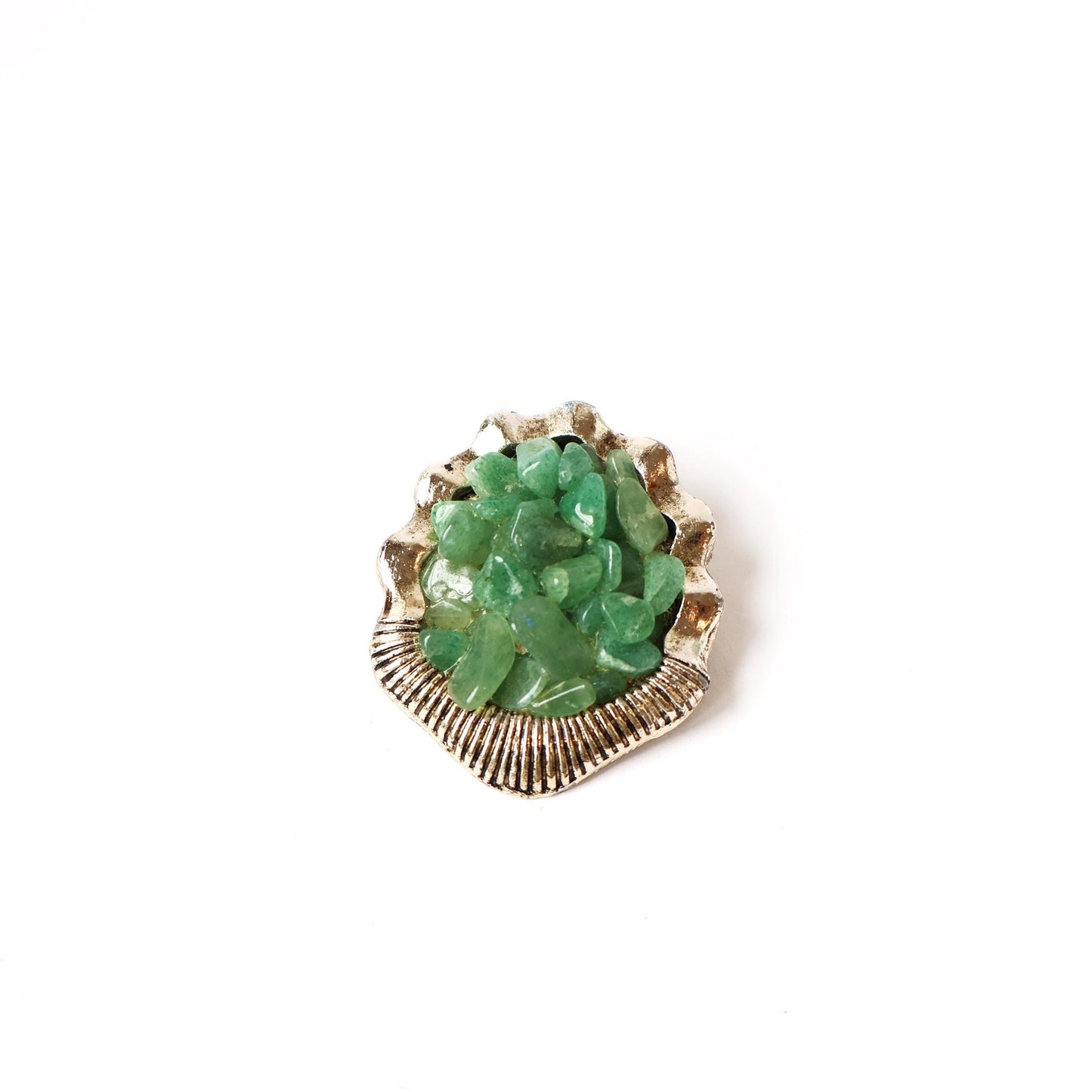 Vintage Jade Pebble Brooch