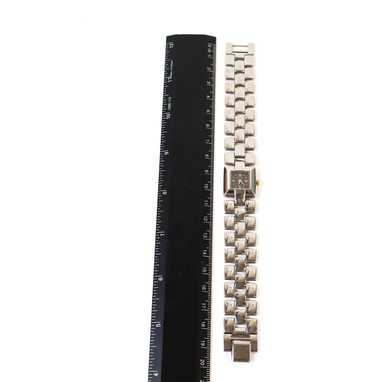 Vintage Silver Watch with Black Square Face | PULSAR