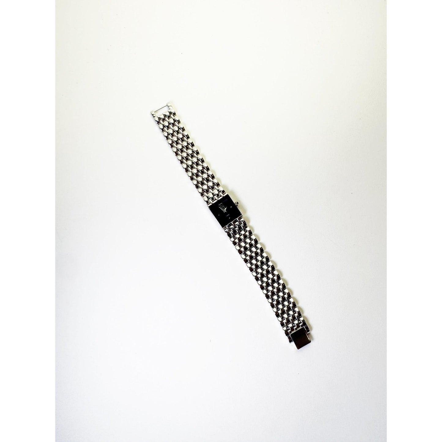 Vintage Silver Watch with Classic Design and Black Square Face l Anne Klein