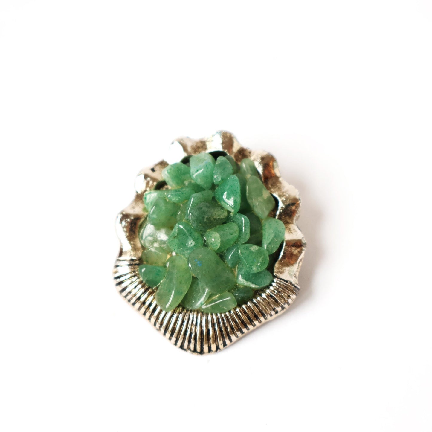 Vintage Jade Pebble Brooch