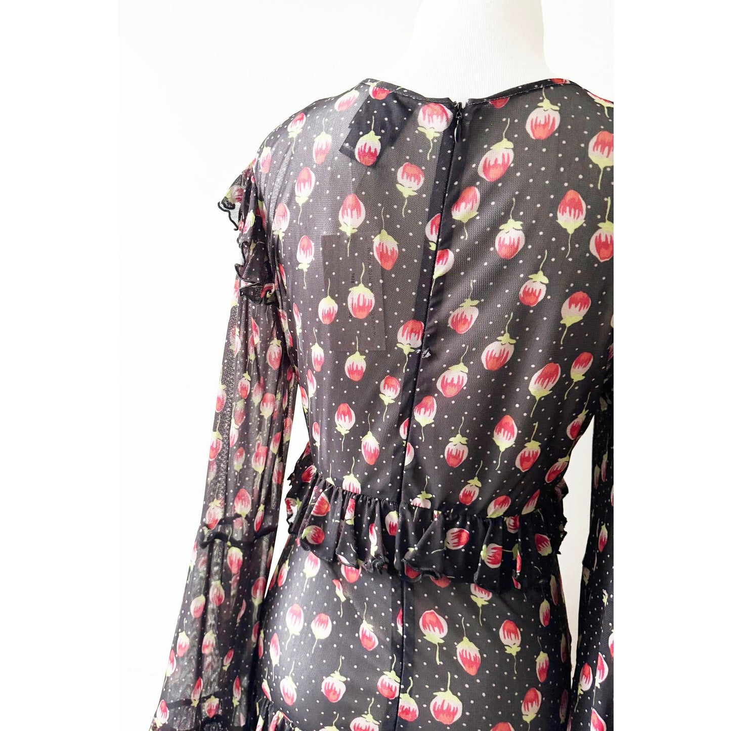 Y2k ANNA SUI Long Sleeve Mesh Floral Dress | Size 8