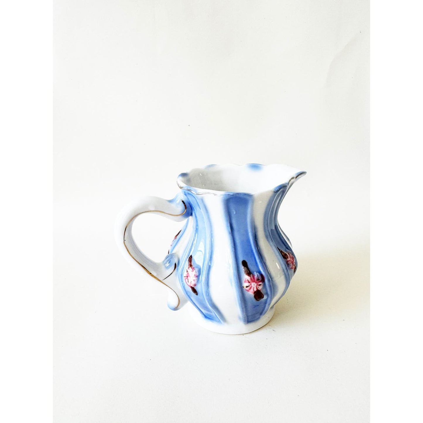 Vintage Mini Blue and White Flower Cream Pitcher