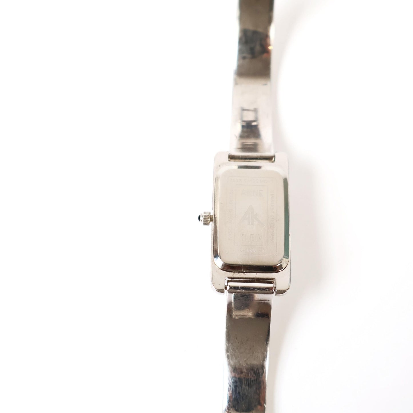Vintage Silver Watch with Black Rectangle Face | ANNE KLEIN