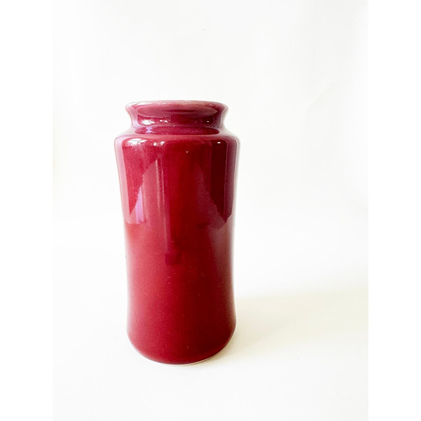 Vintage Maroon Ceramic Peacock Vase