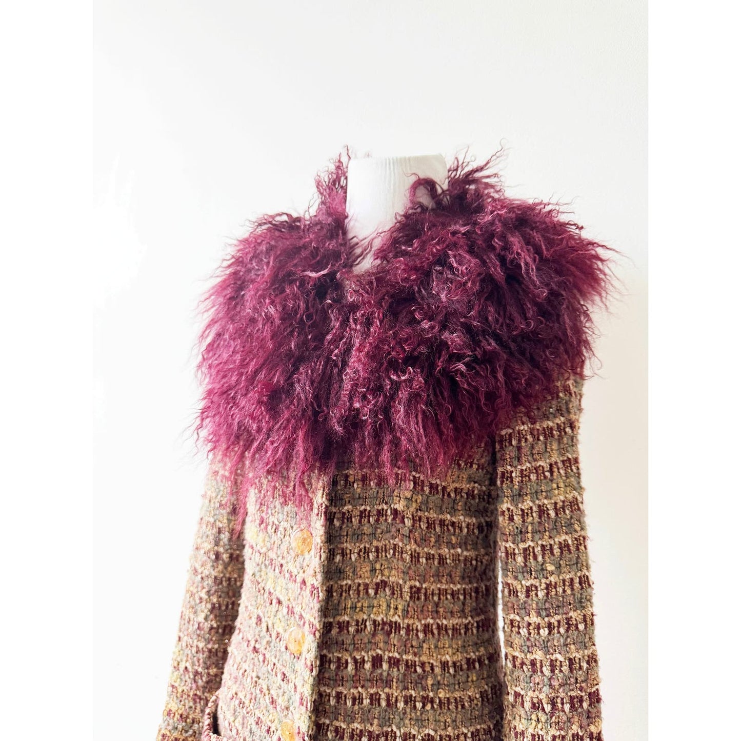 Y2k ANNA SUI Knit Jacket with Mongolian Fur | Size US 4