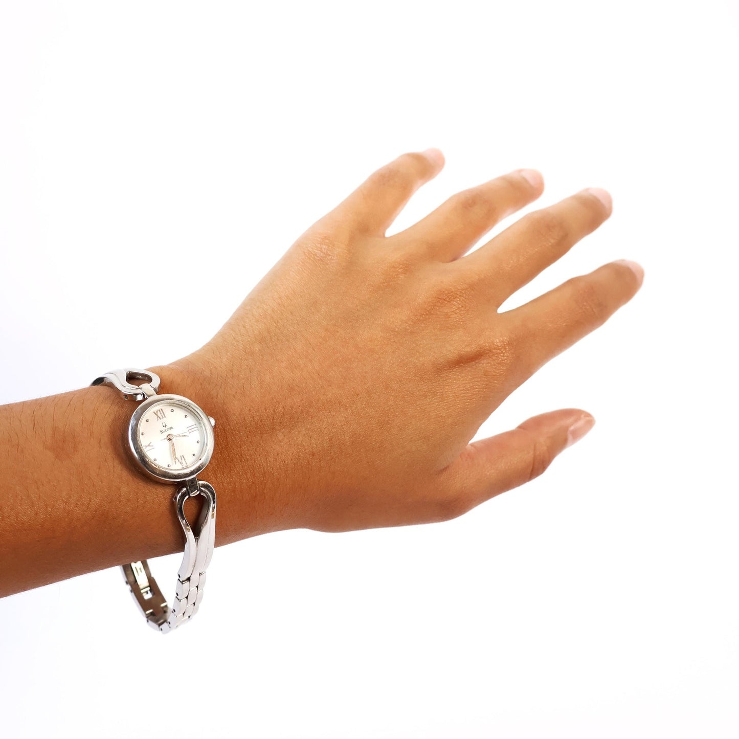 Vintage Silver Watch with White Round Face | BULOVA