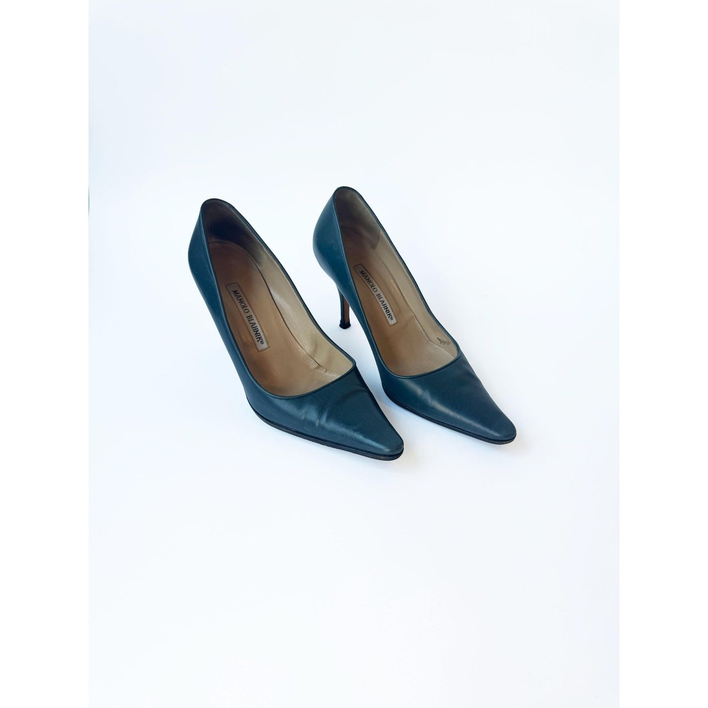 Vintage Slate Blue Leather Manolo Blahnik Heels | EU 36