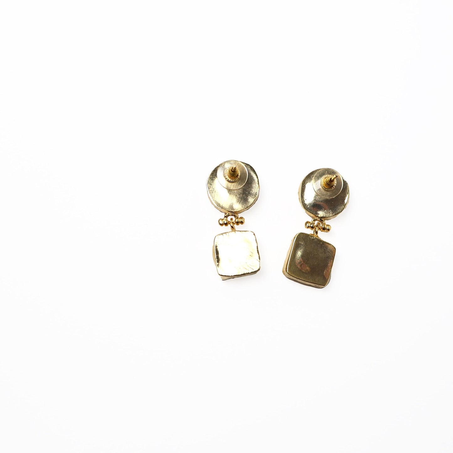 Eclectic Inventory Gold Toned Natural Stone Earrings with Pearl Drop | Tigers Eye and Coral Style