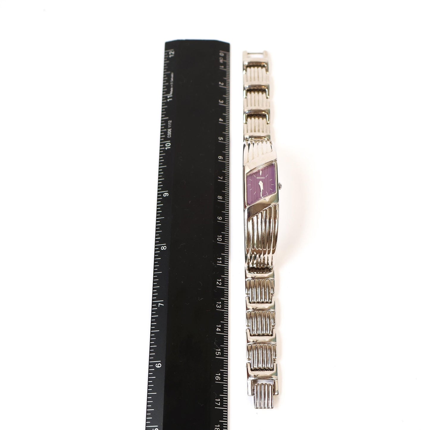 Vintage Silver Watch with Purple Face | SEIKO