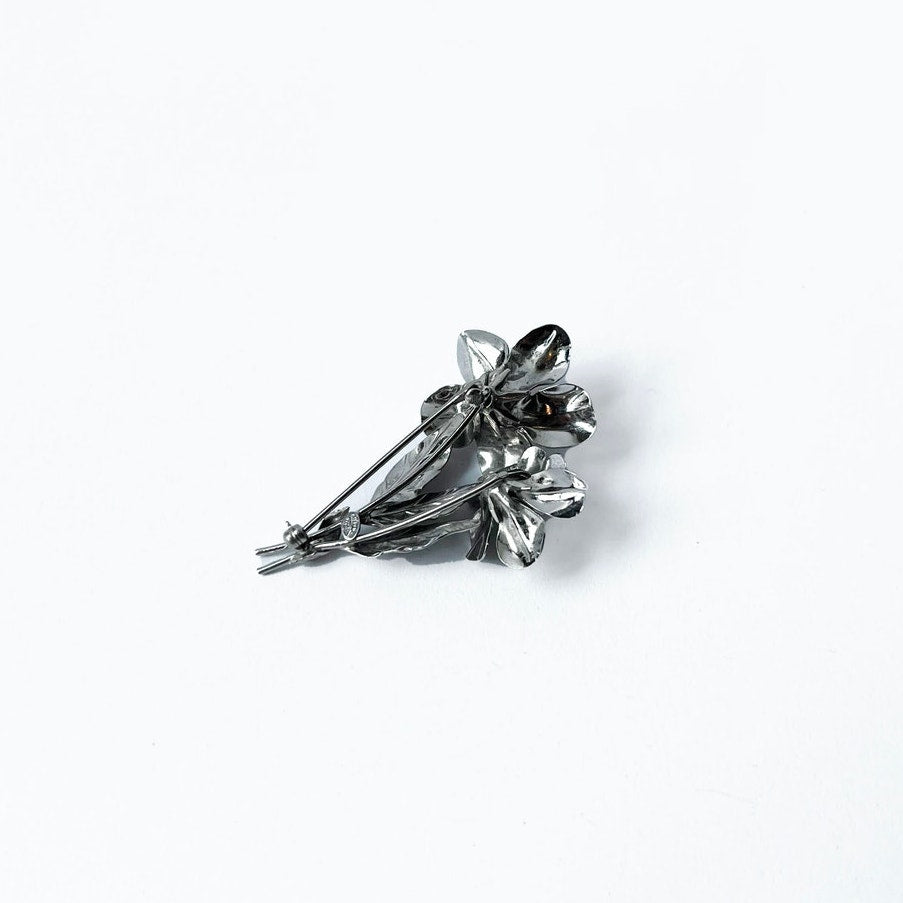 Vintage Sterling Silver Floral Broach by Harry S. Bick and Sons