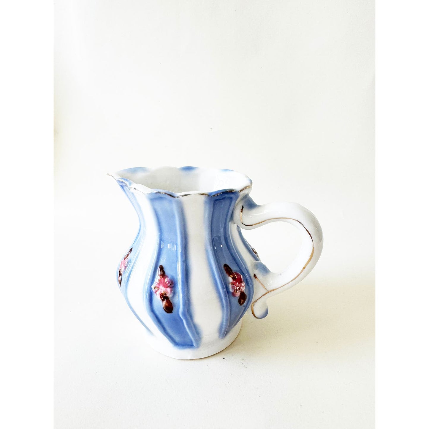 Vintage Mini Blue and White Flower Cream Pitcher