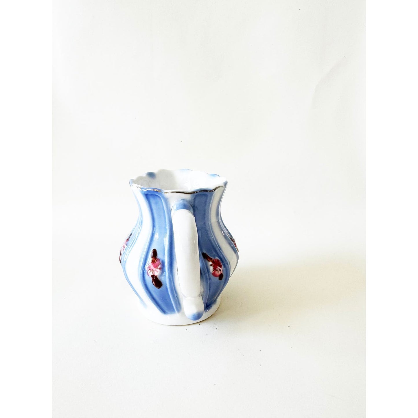 Vintage Mini Blue and White Flower Cream Pitcher