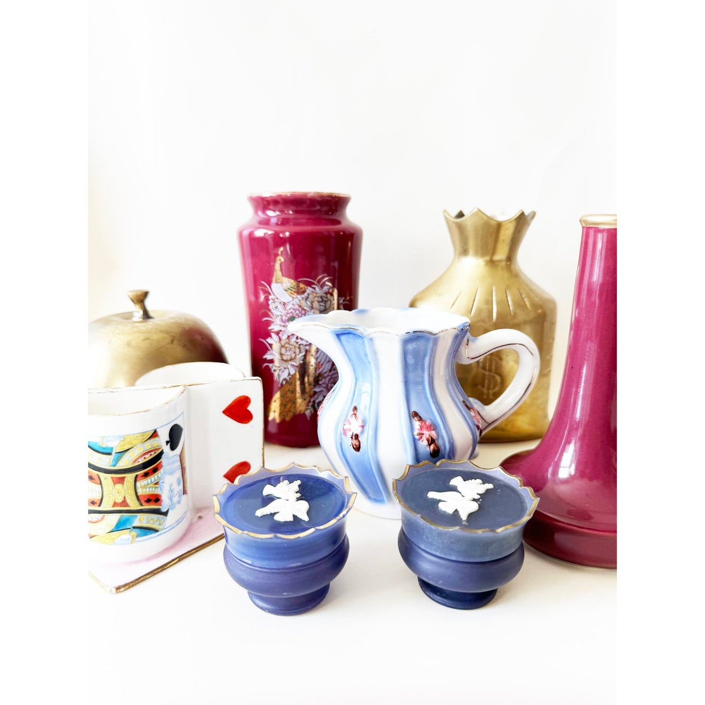 Vintage Maroon Small Bud Vase with Gold Detail