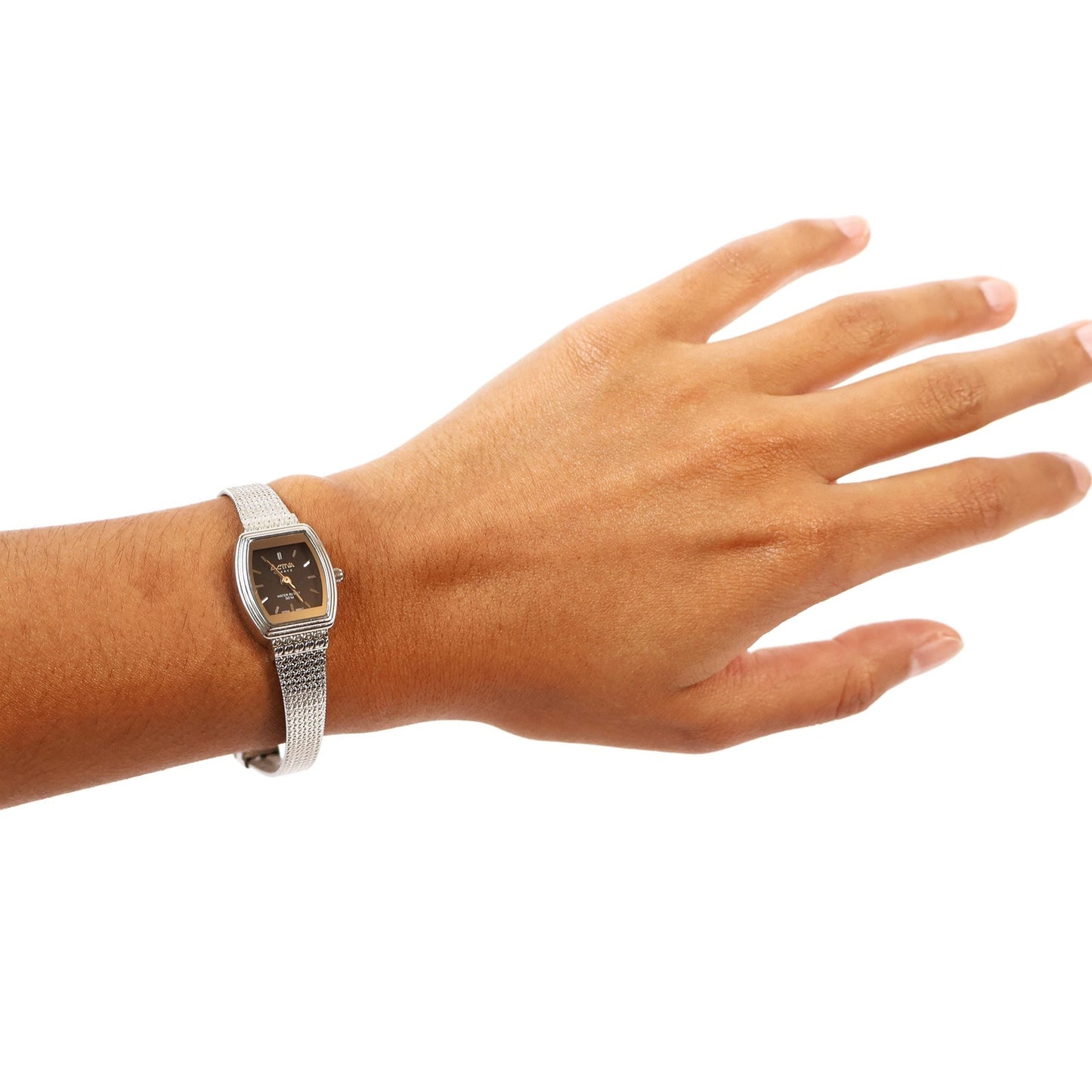 Vintage Silver Watch with Black "Rectangle" Face | ACTIVA