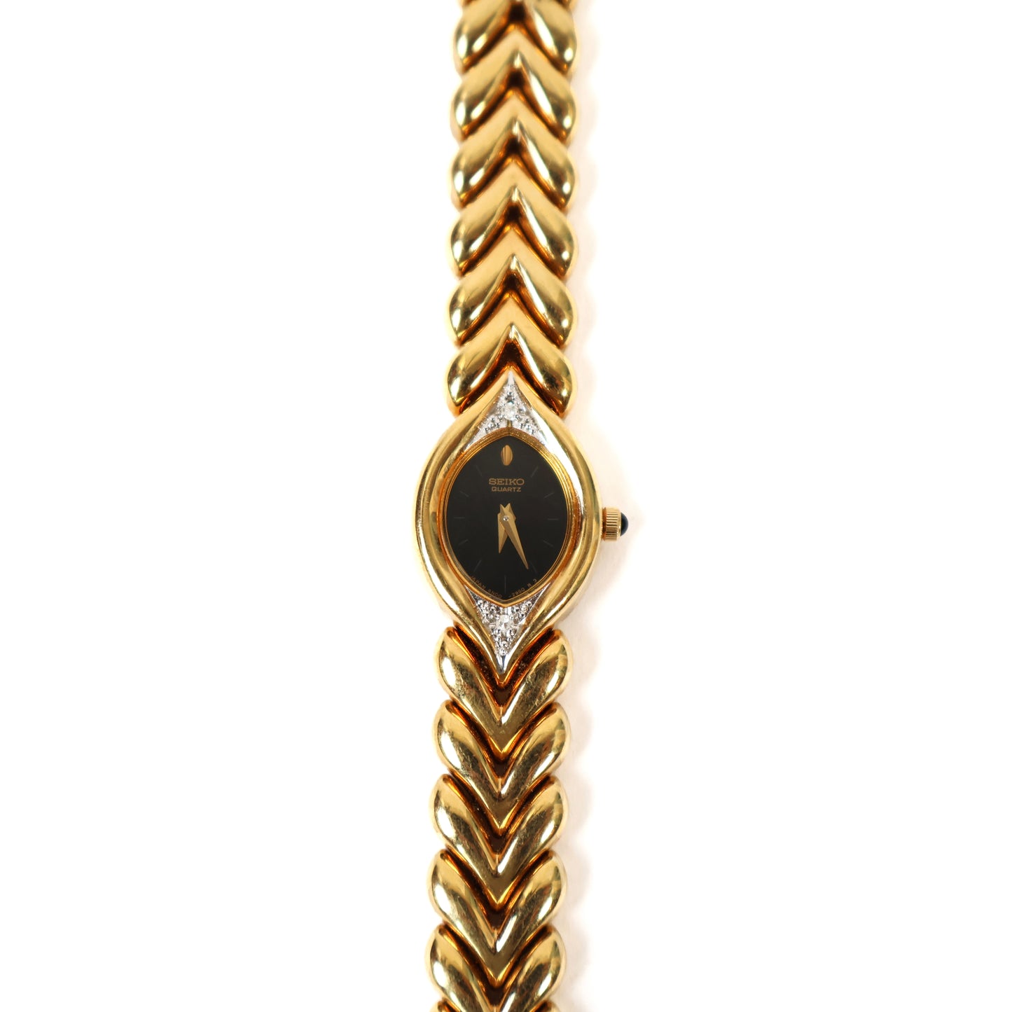 Vintage Gold Watch with Black Face | SEIKO