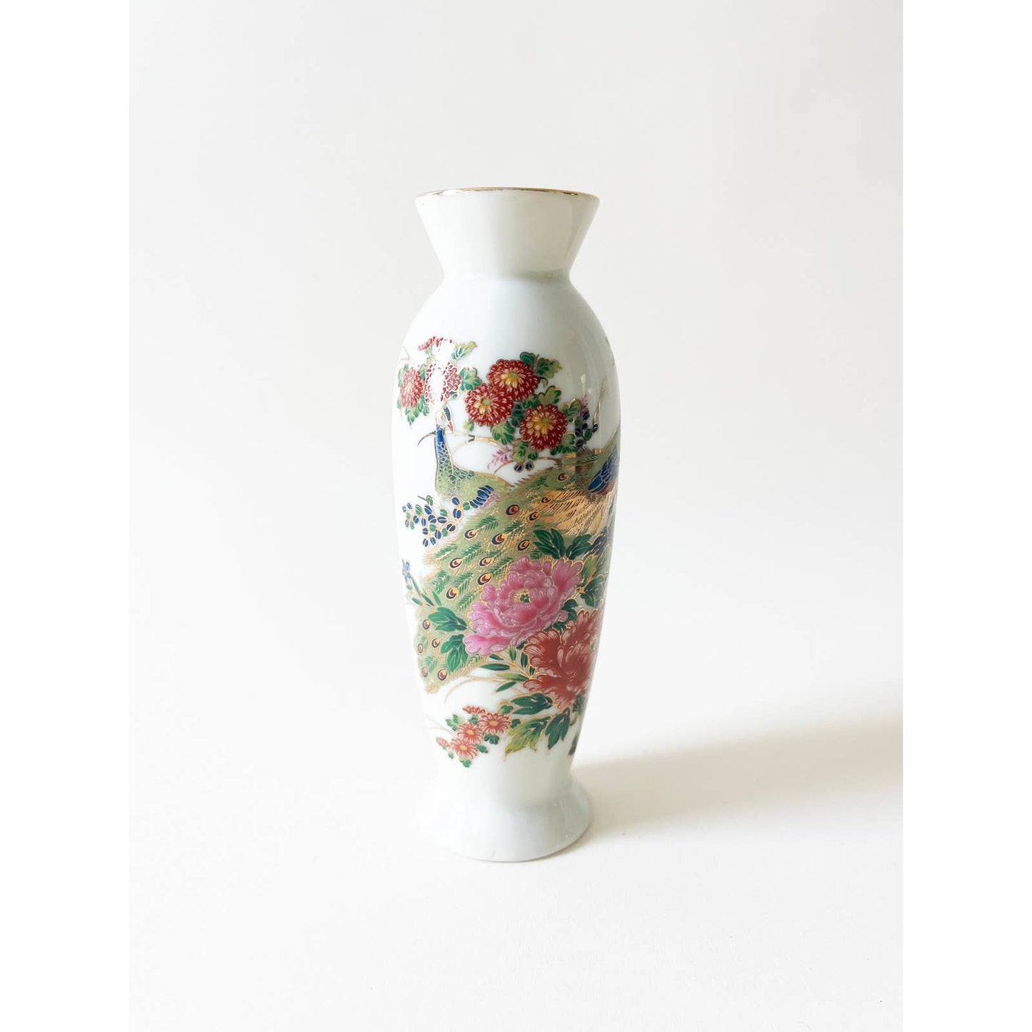 White Floral Asian Vase