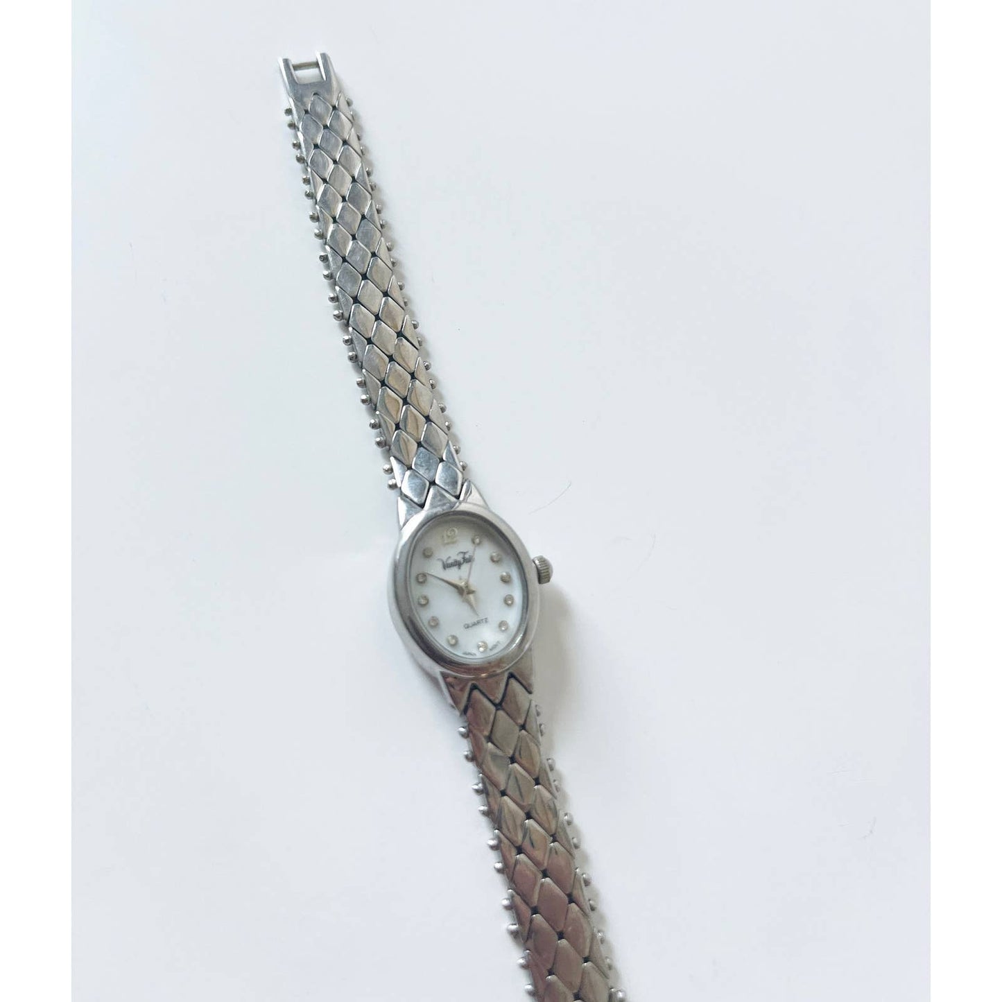 Vintage Silver Watch with Pearl Face
