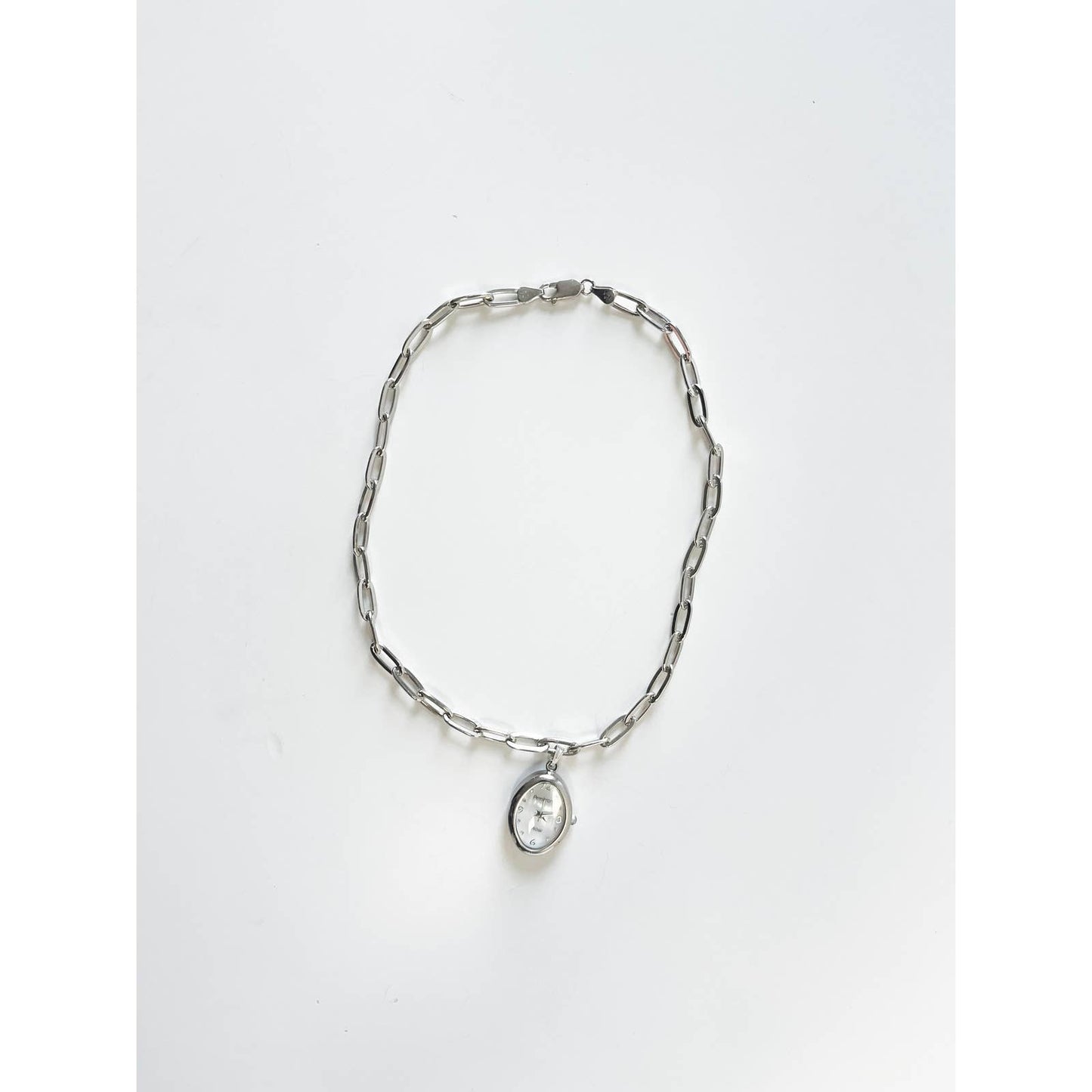 Watch Oval Charm Necklace | 925 Silver Chain