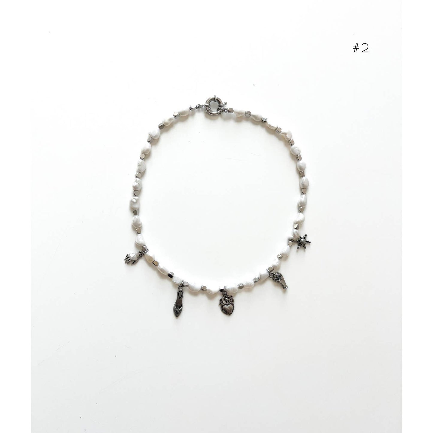 Handmade Silver Freshwater Pearl Charm Necklace