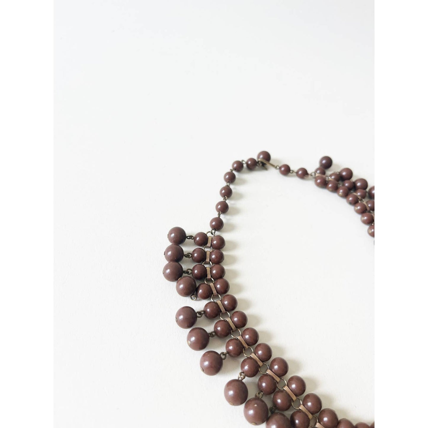 Vintage Beaded Brown Statement Necklace