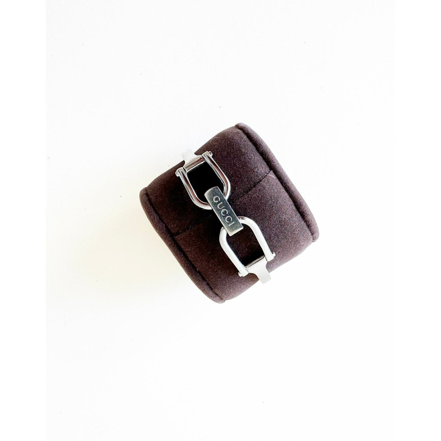 Vintage Gucci Silver Bracelet Watch with Black Rectangular Face