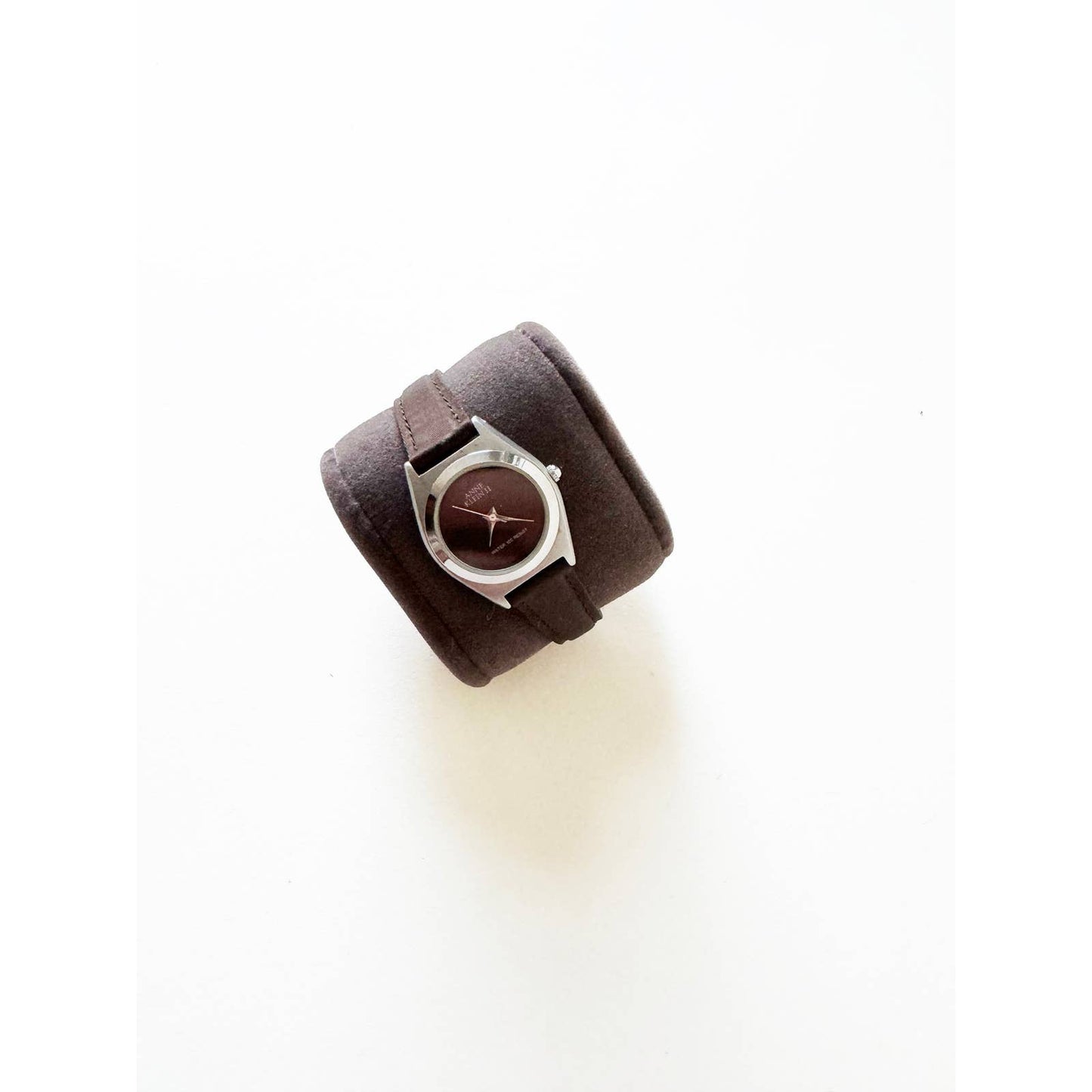 Vintage Leather Watch with Brown Details and Silver Details | Anne Klein