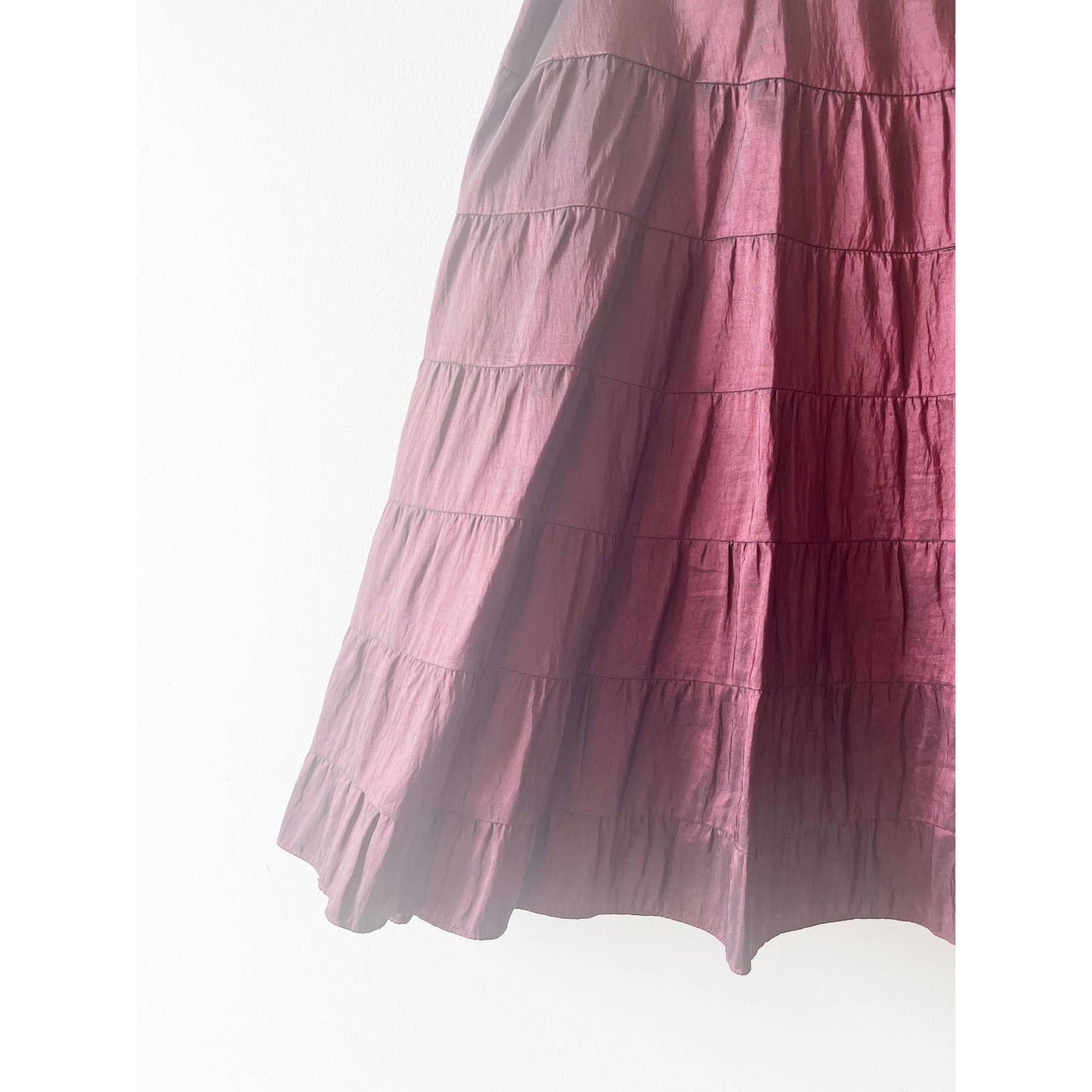 Vintage Purple Boho Tiered Maxi Skirt Iridescent