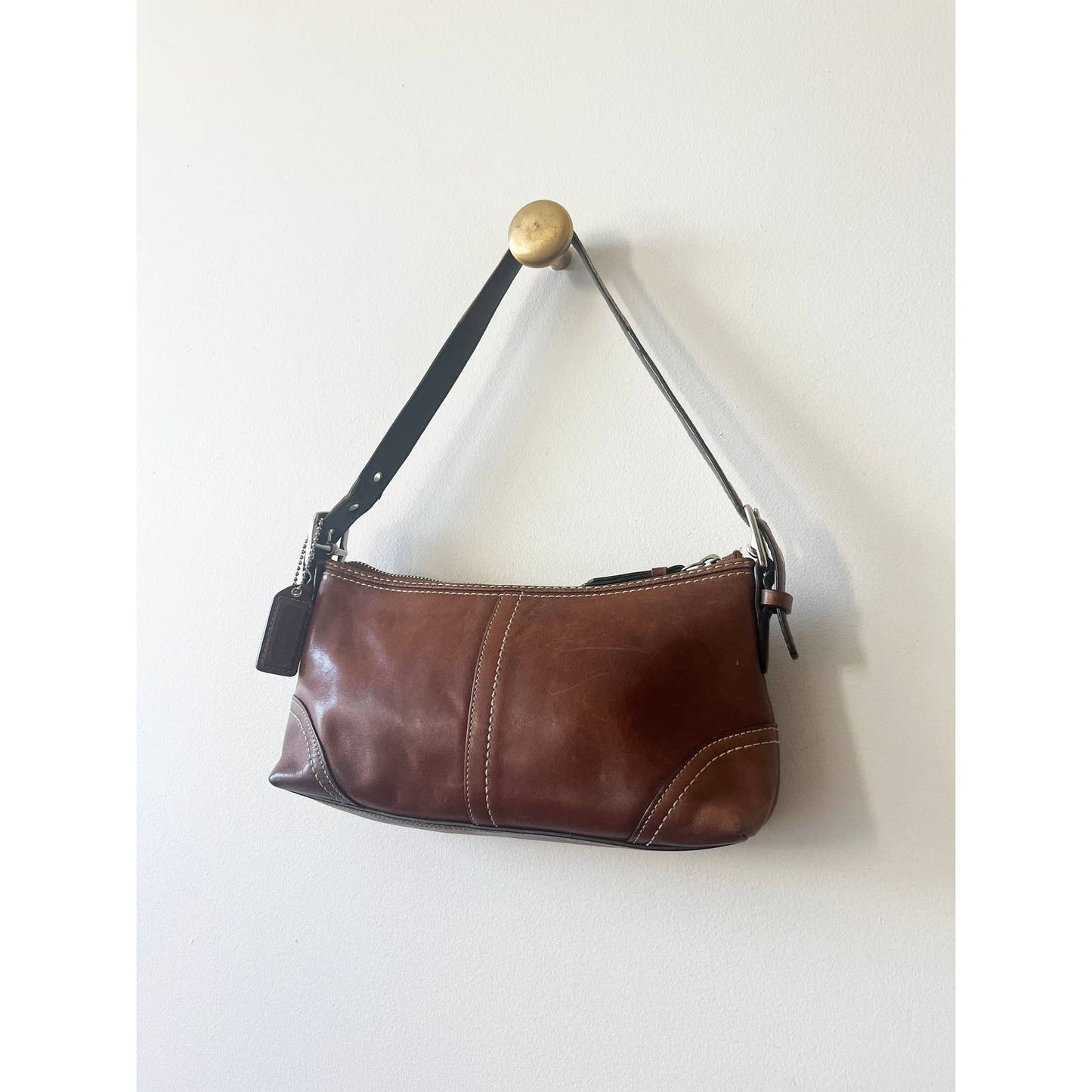 Vintage Brown Y2K Coach Shoulder Baguette Bag