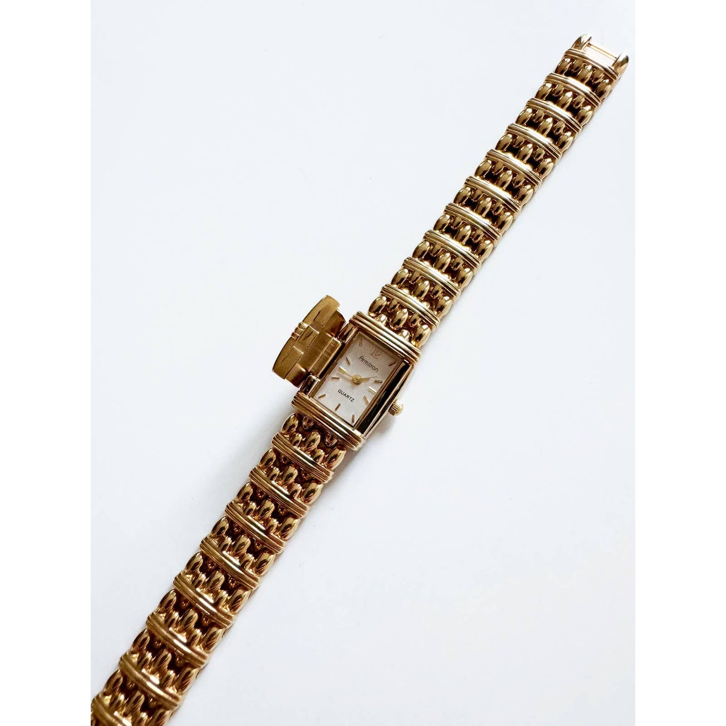 Vintage Gold Bracelet Watch with Rectangular Face | Armitron