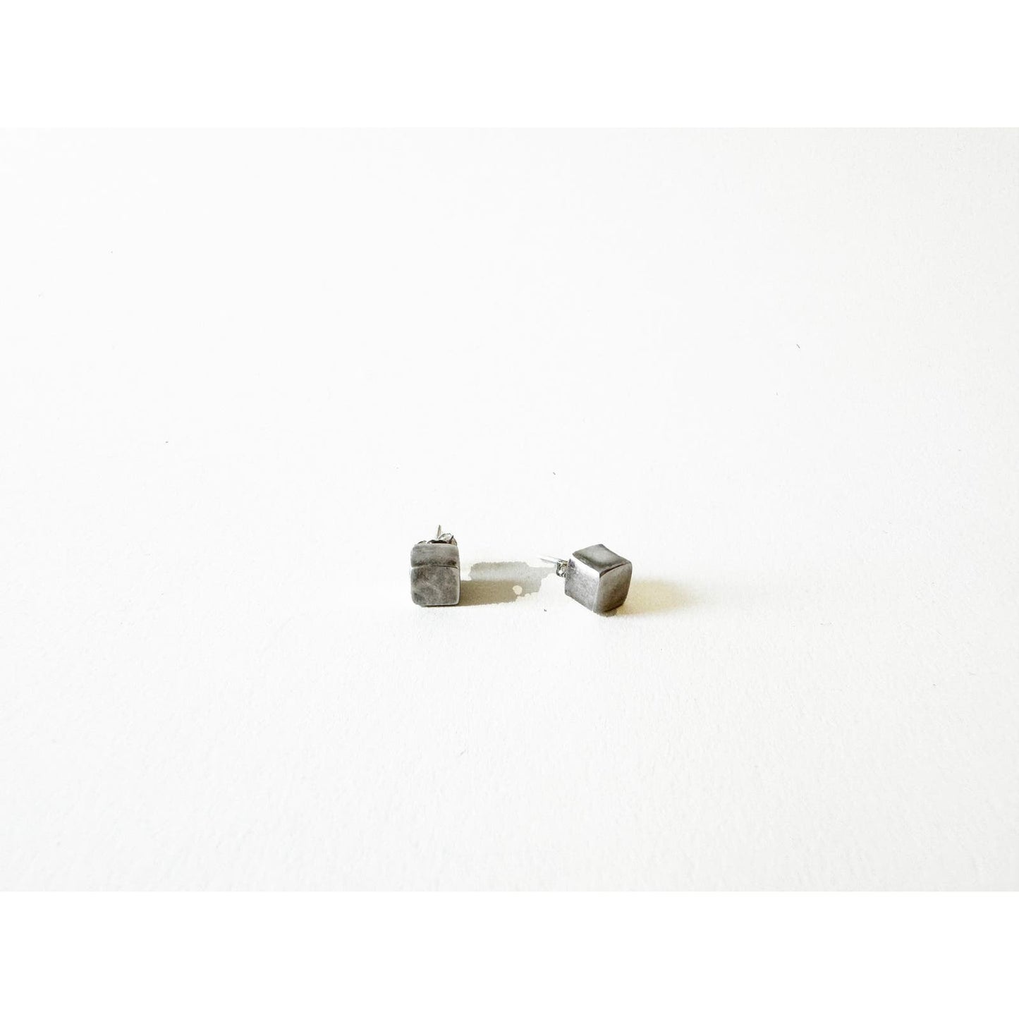 Vintage Sterling Silver Cube Stud Earrings