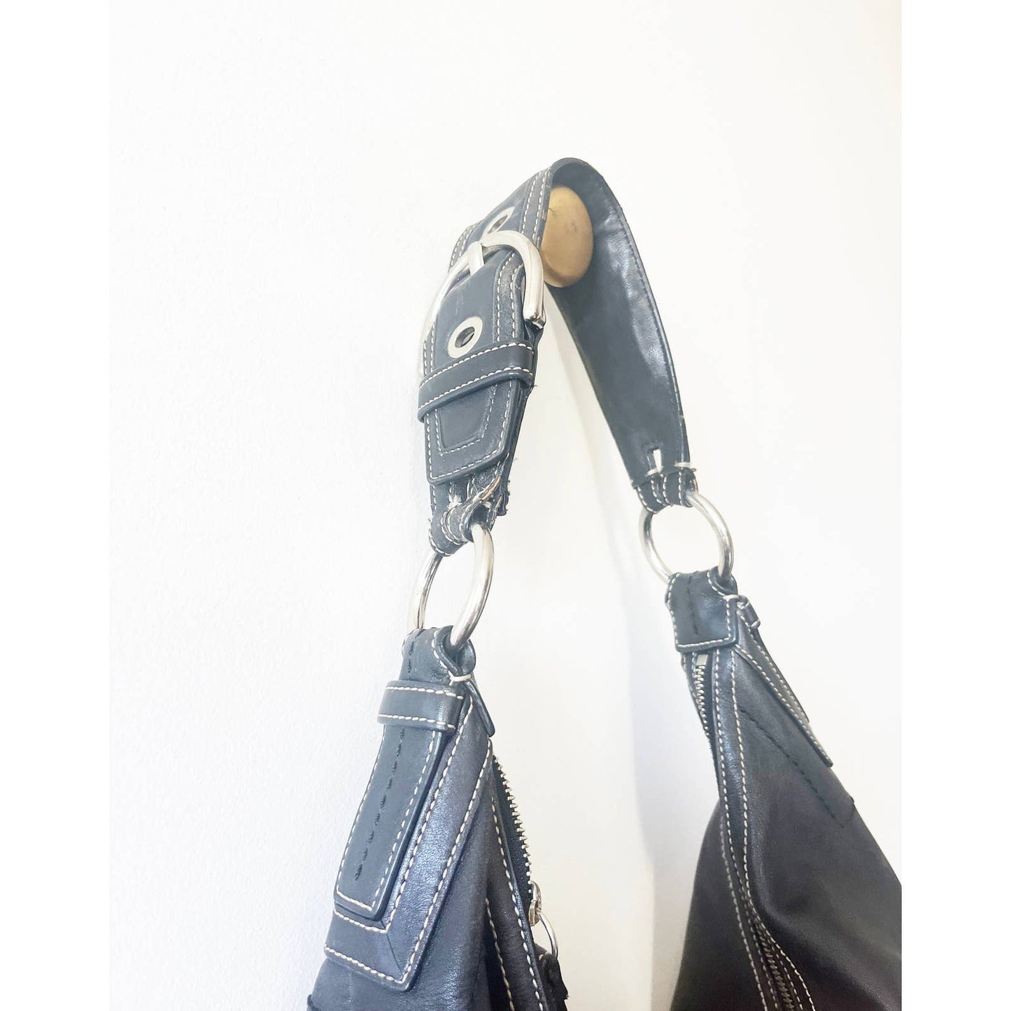 Vintage Coach Large Black Leather Bag