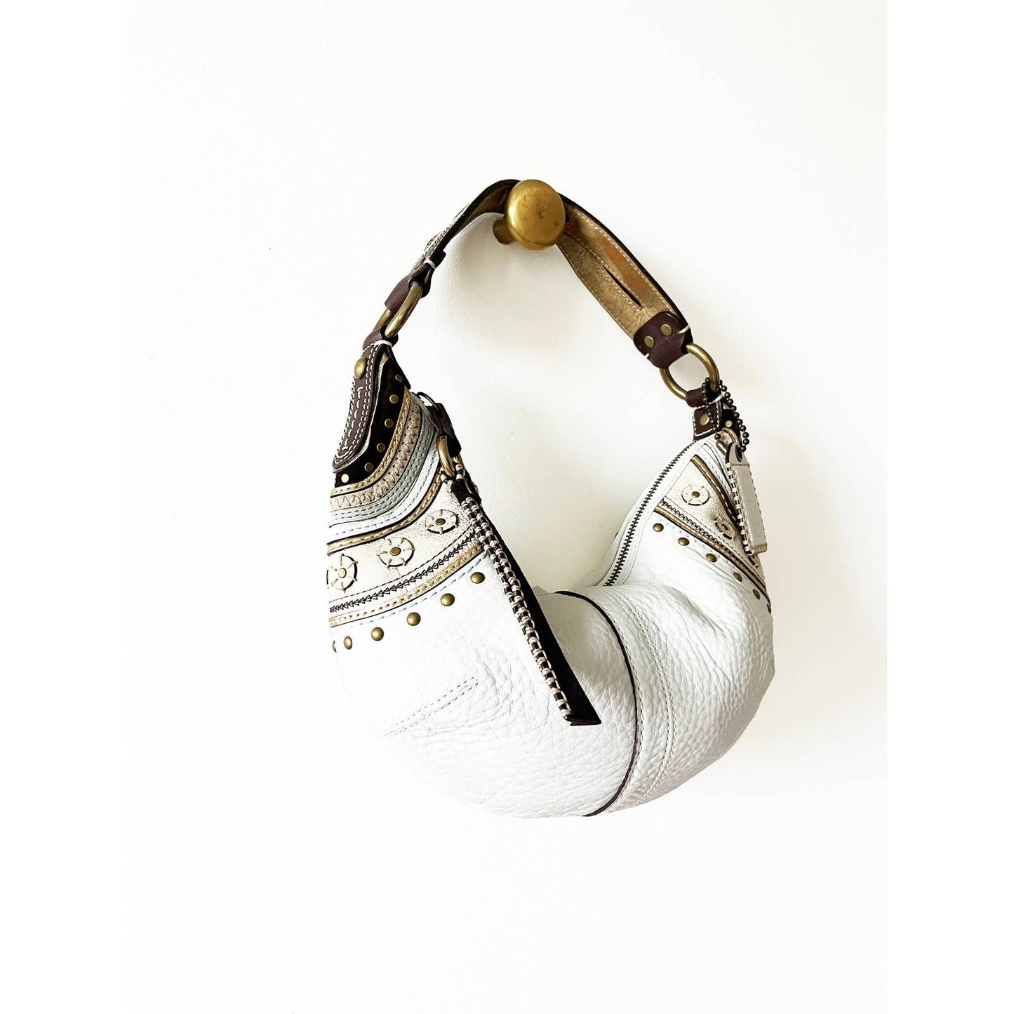 Vintage White Boho Coach Handbag Rare