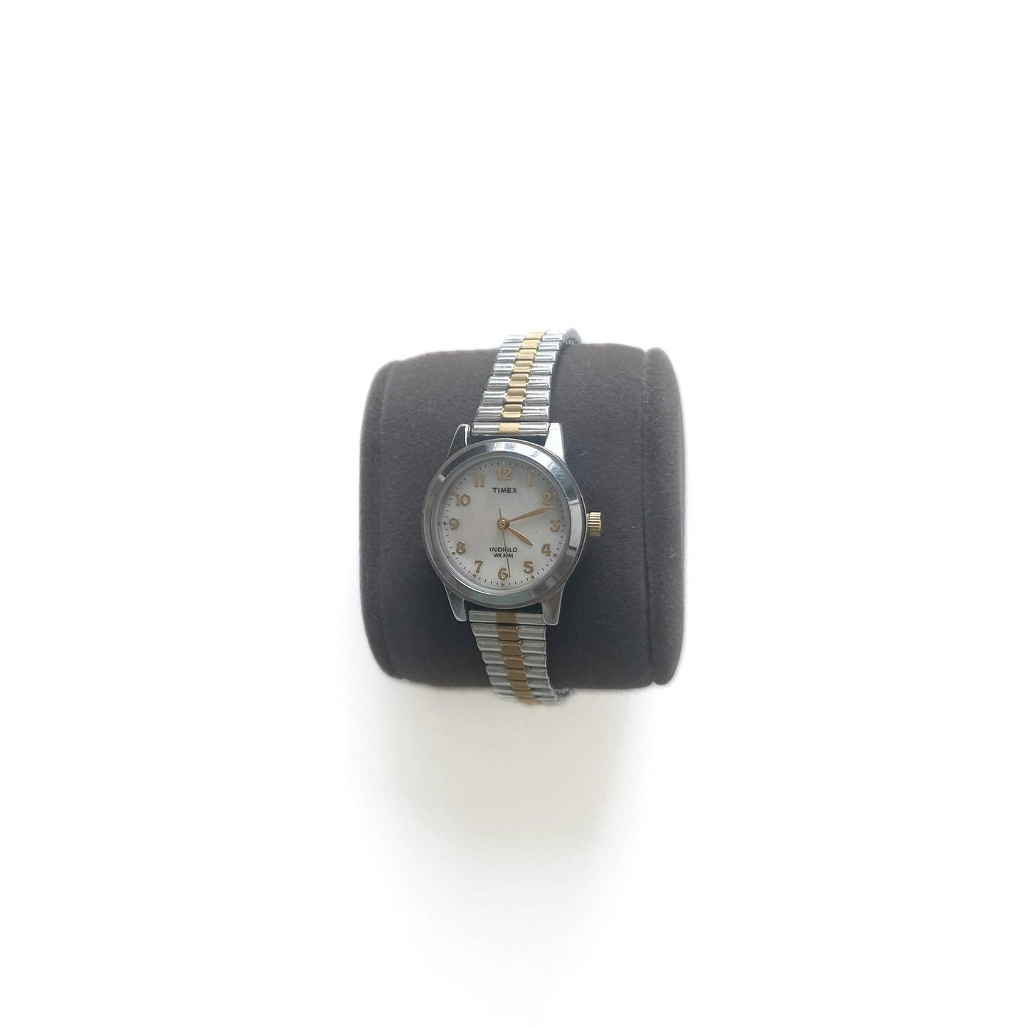 Vintage Silver Watch with Pearl Face and Gold Details