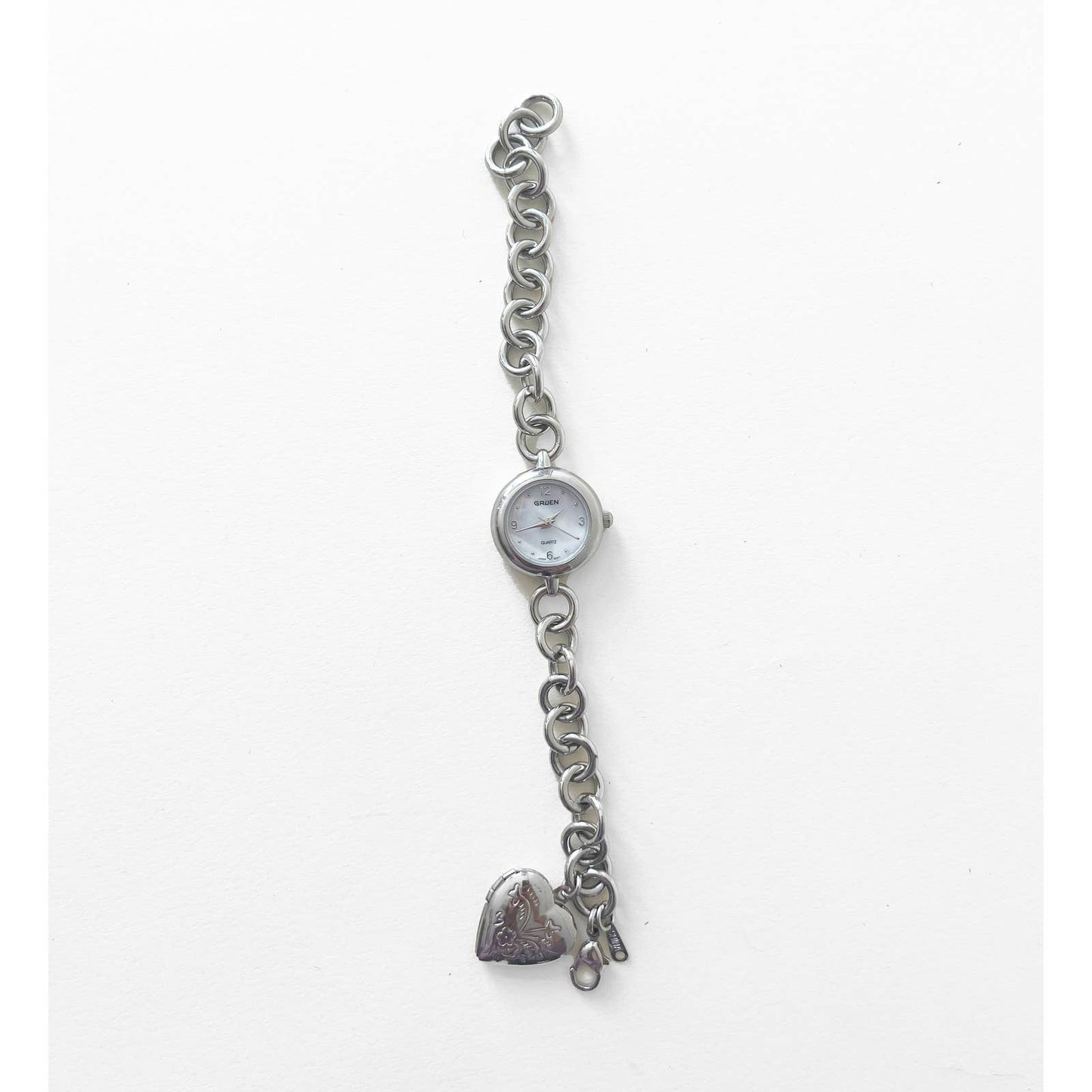 Vintage Silver 90s Watch | Charm Locket Heart | Gruen