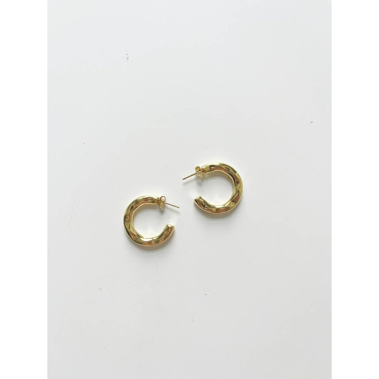 Gold Wavy Organic Hoops
