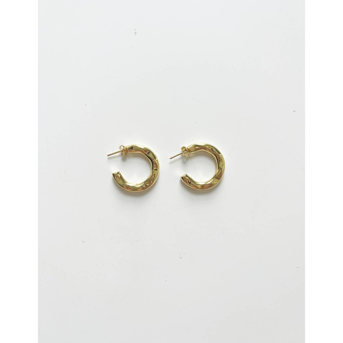 Gold Wavy Organic Hoops