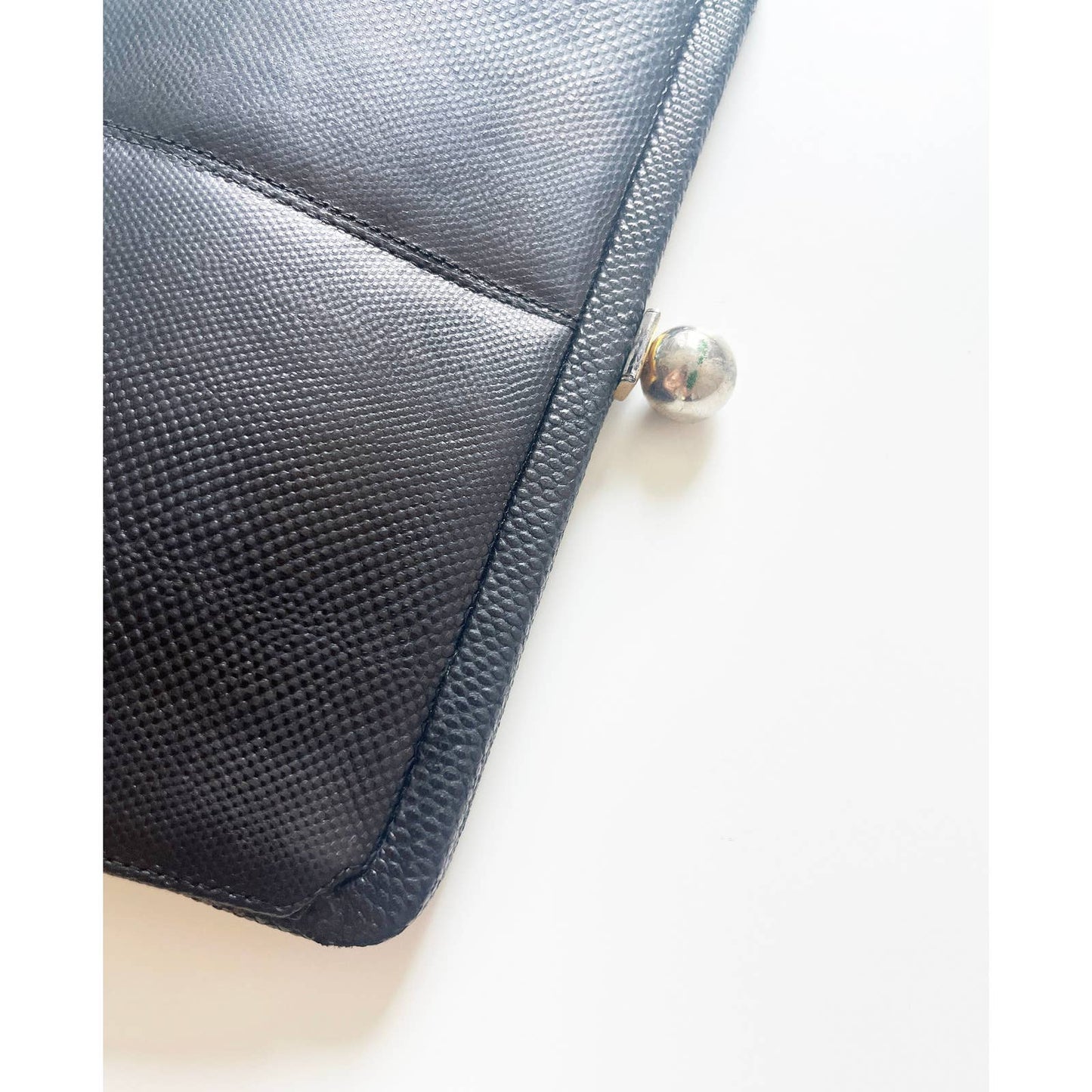 Vintage Modern Black Leather Clutch | Classic Black Handbag
