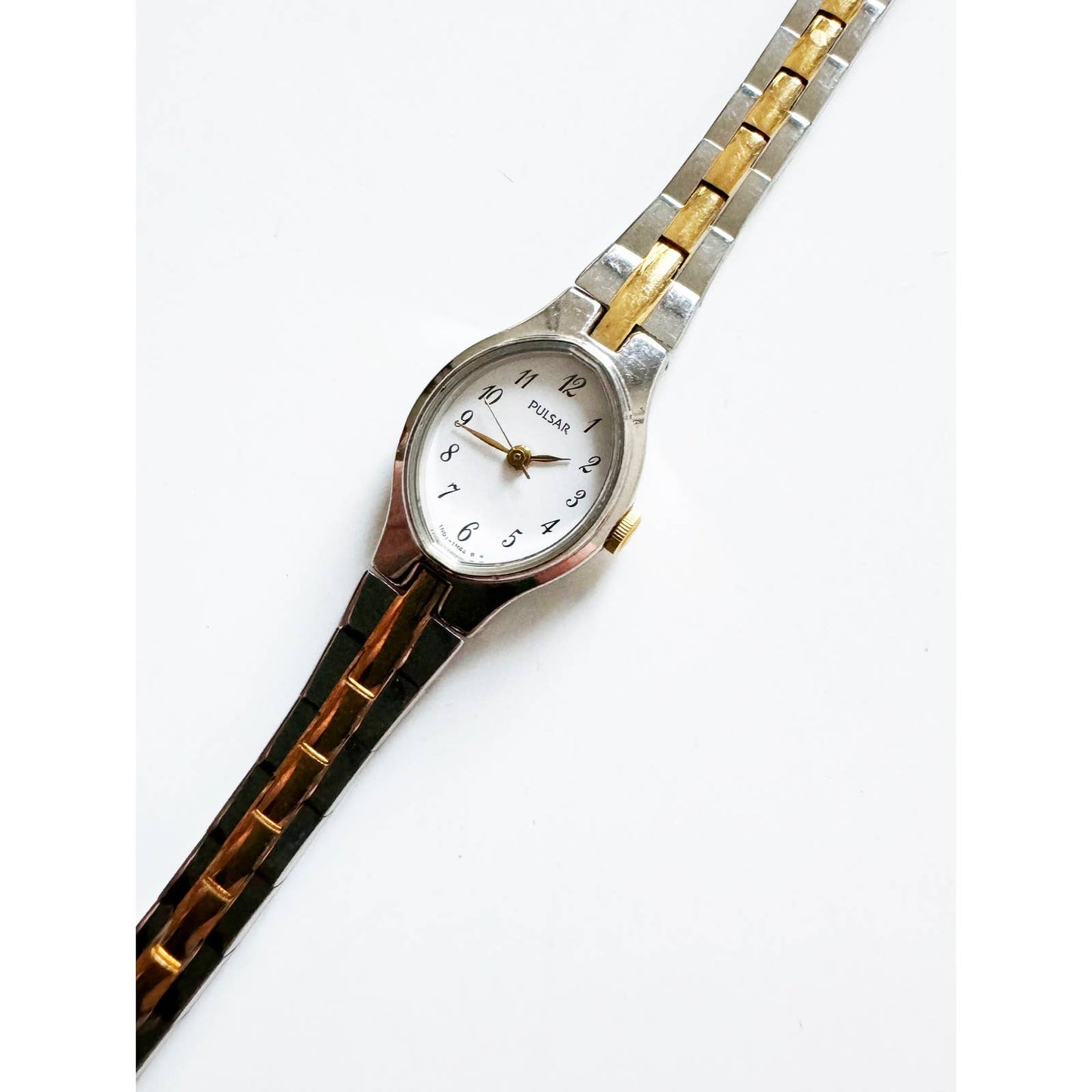 Vintage Small Two Tone Watch with Oval Face | Pulsar