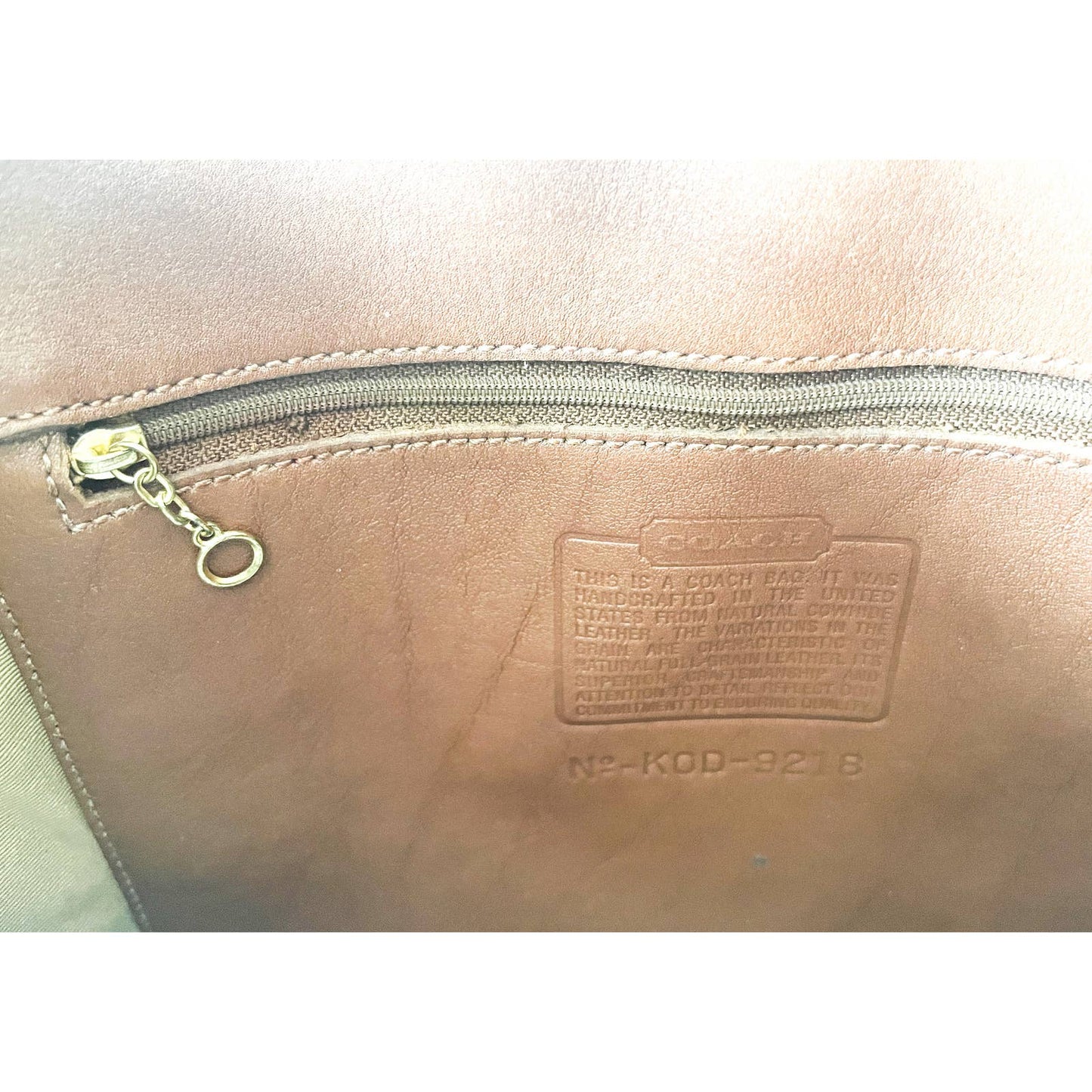 90s Vintage Carmel Brown Coach Leather Perforated Shoulder Bag