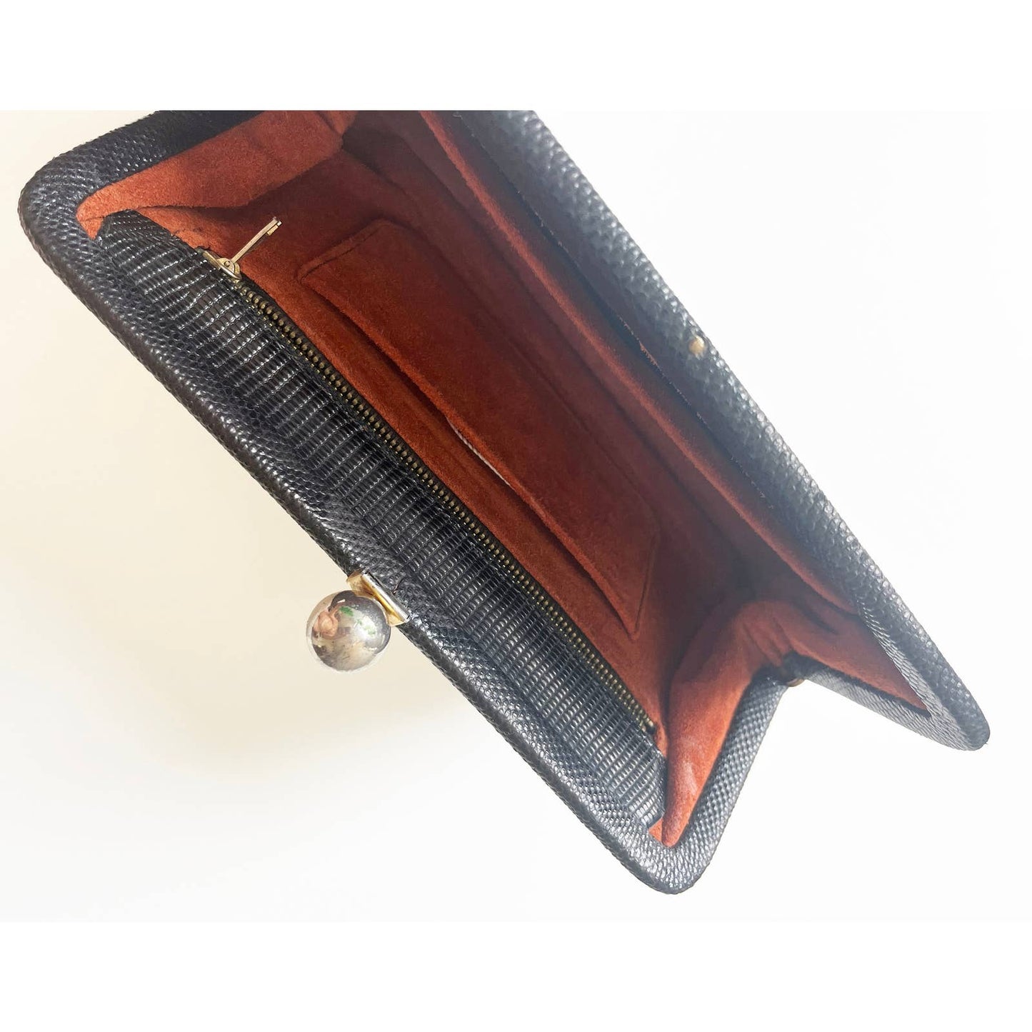 Vintage Modern Black Leather Clutch | Classic Black Handbag