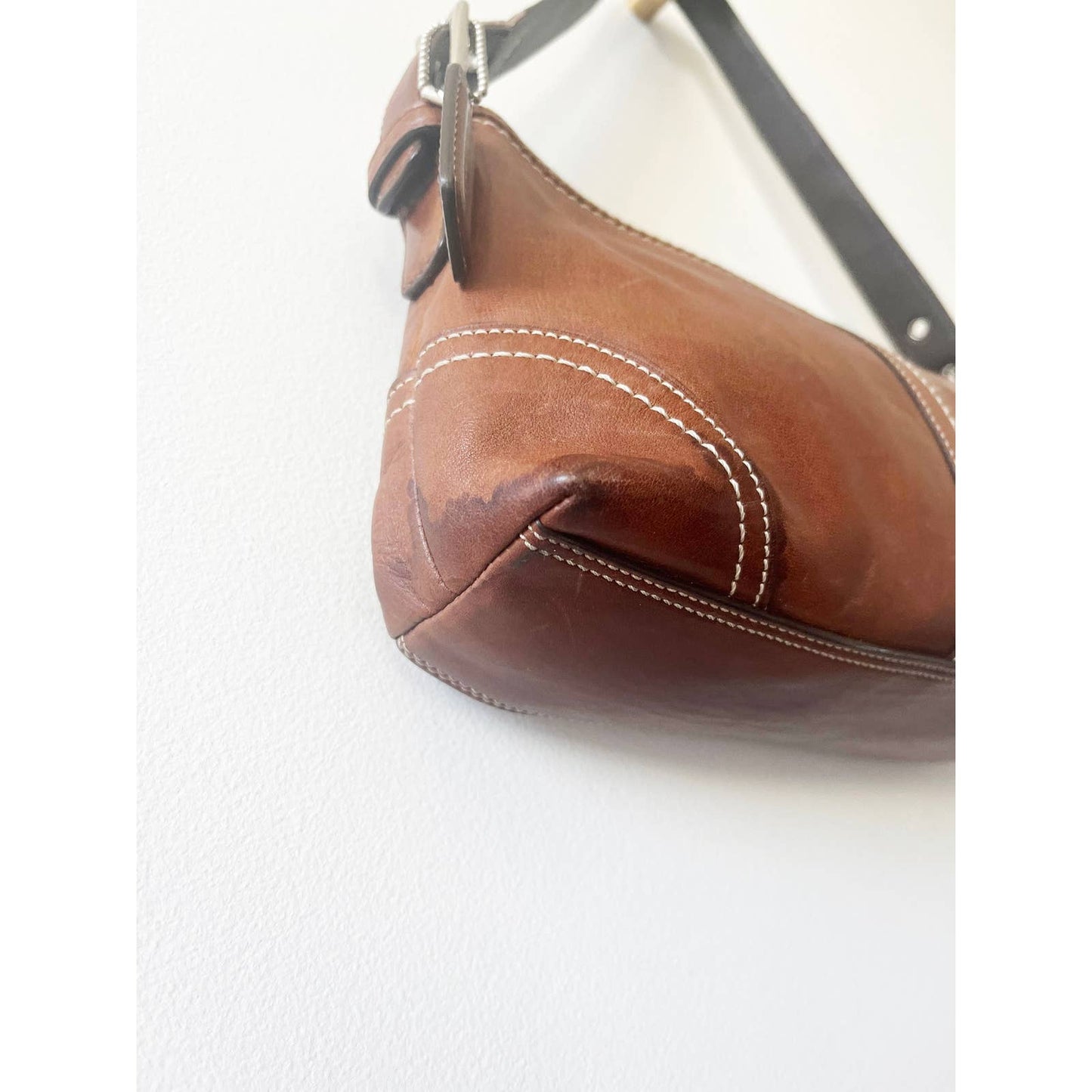 Vintage Brown Y2K Coach Shoulder Baguette Bag
