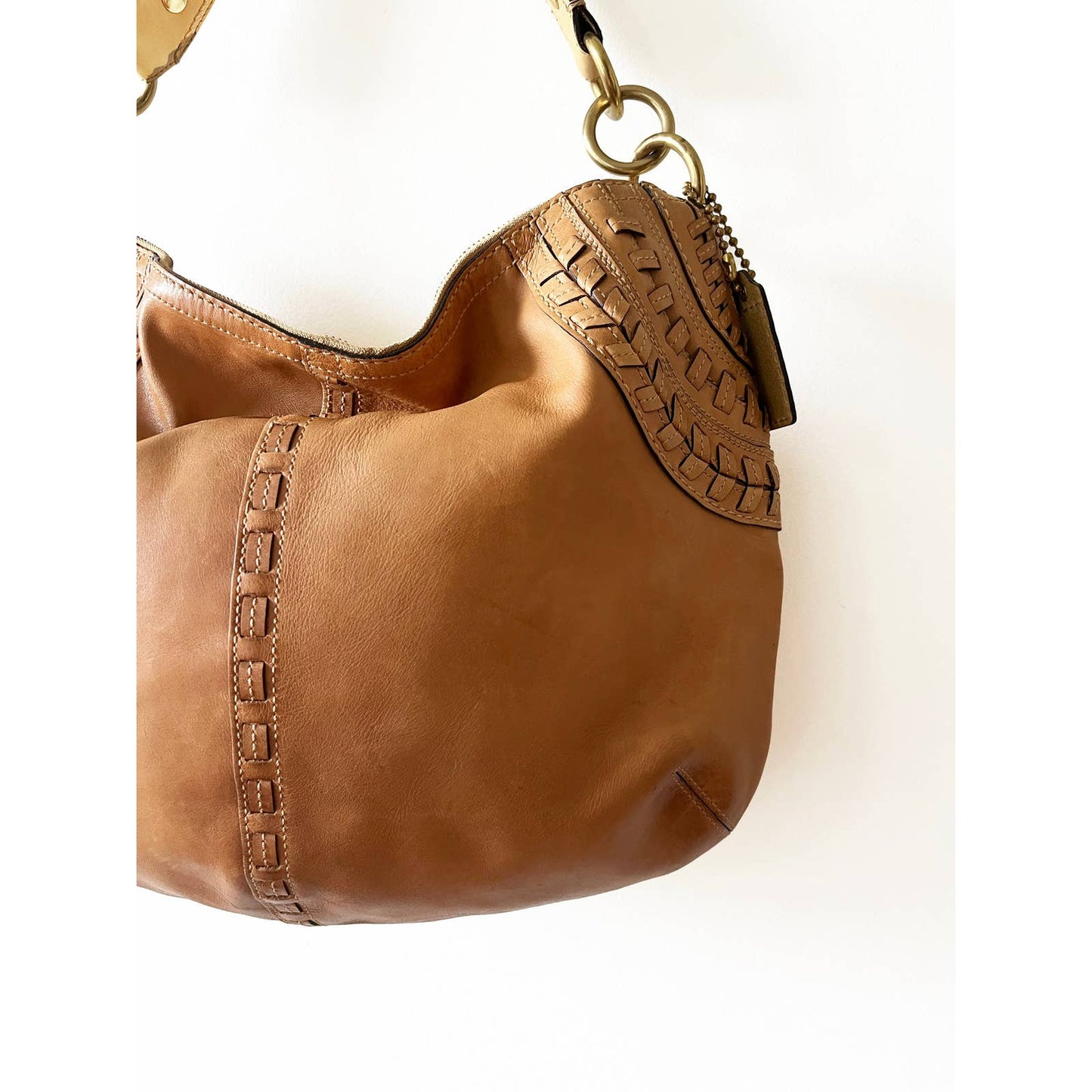 Vintage Coach Large Boho Leather Woven Bag