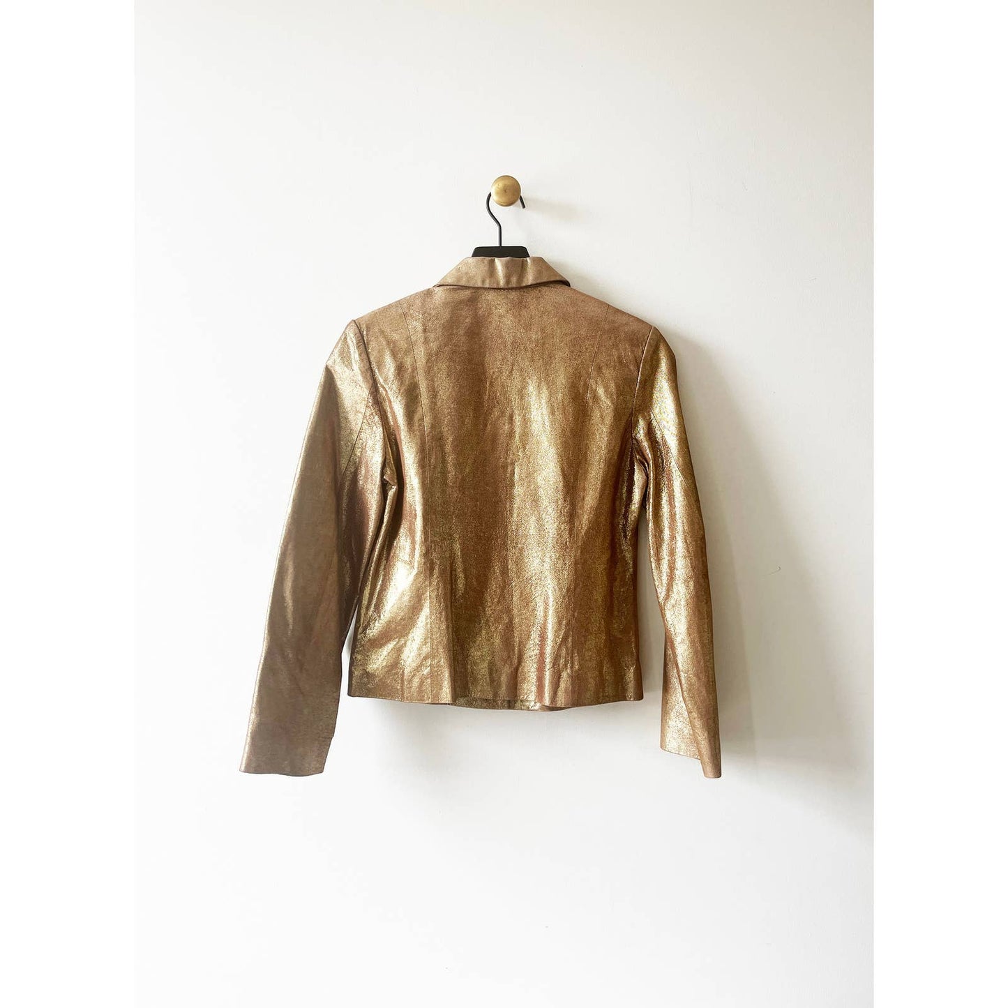 Vintage 90's Express Leather Gold Jacket Blazer with Heart Button
