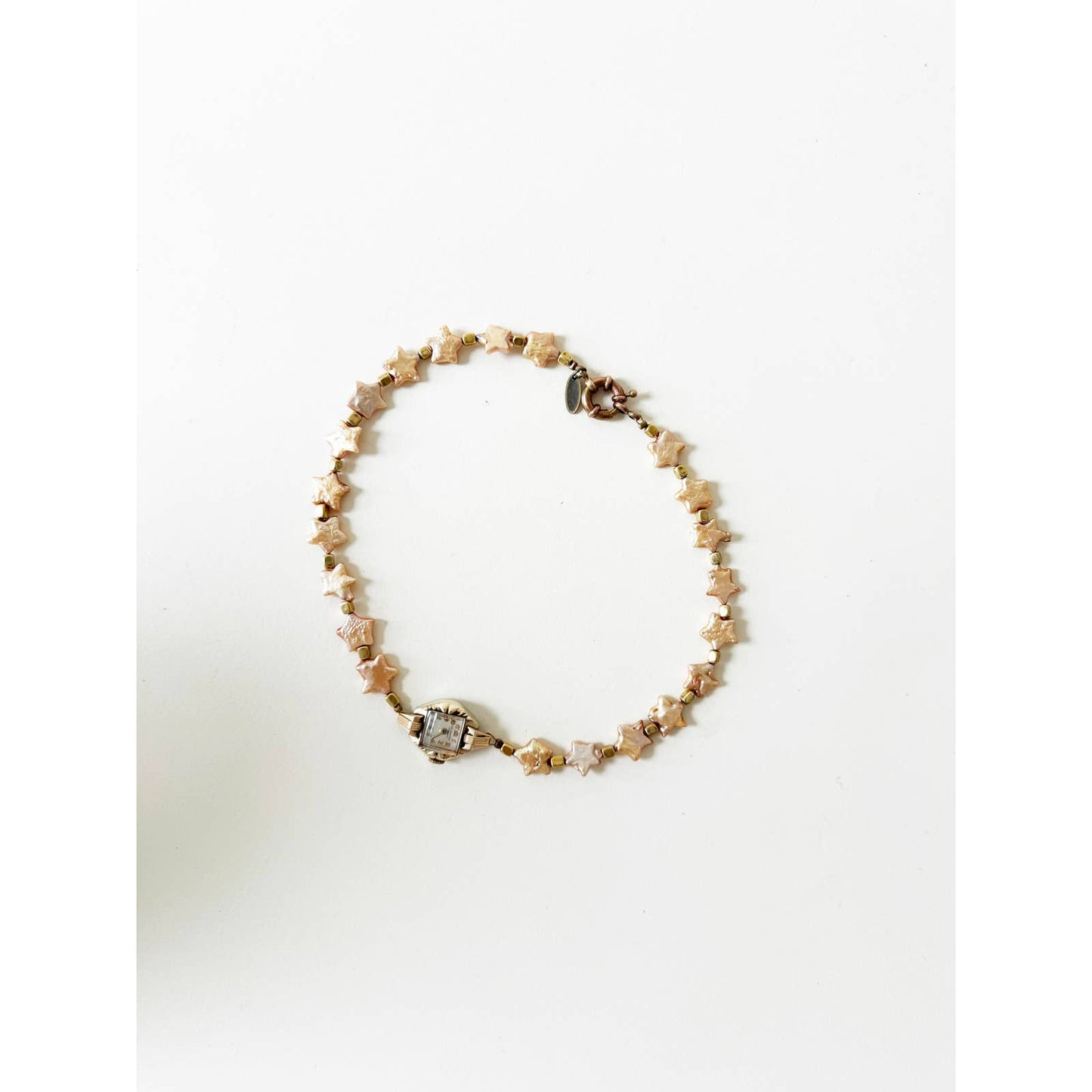 Watch Necklace | Vintage One of a Kind Watch Choker with Star Pearls Details | 10k Gold
