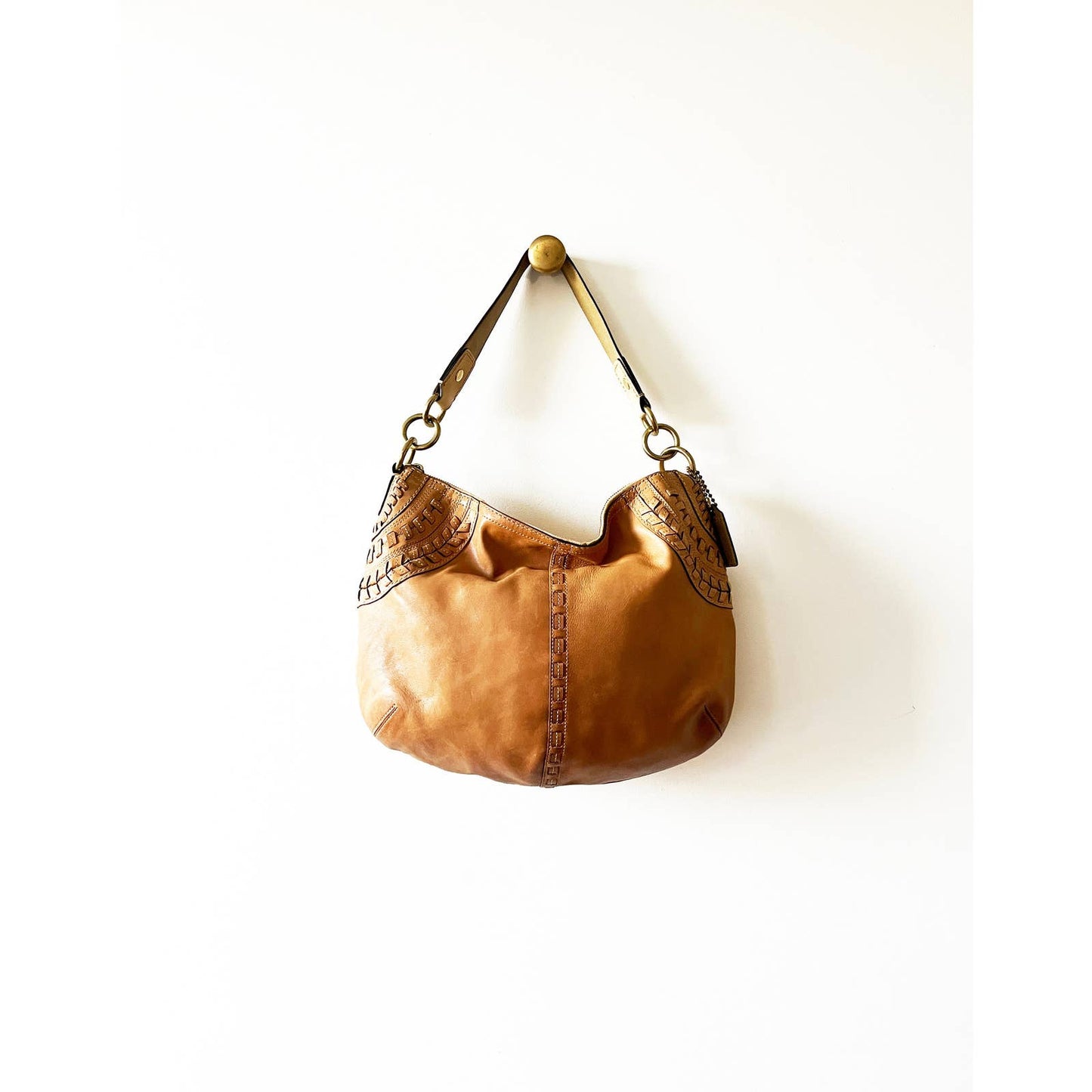 Vintage Coach Large Boho Leather Woven Bag