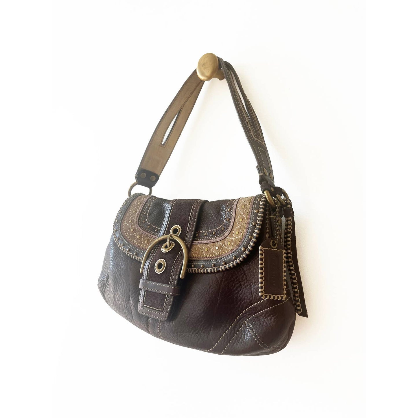 Vintage Coach Small Boho Brown Leather Bag