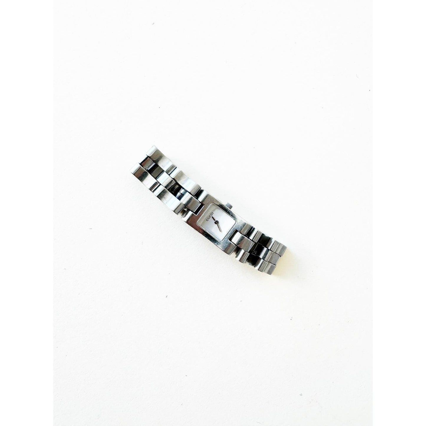 Vintage Gucci Silver Chain Bracelet Watch with Square Face