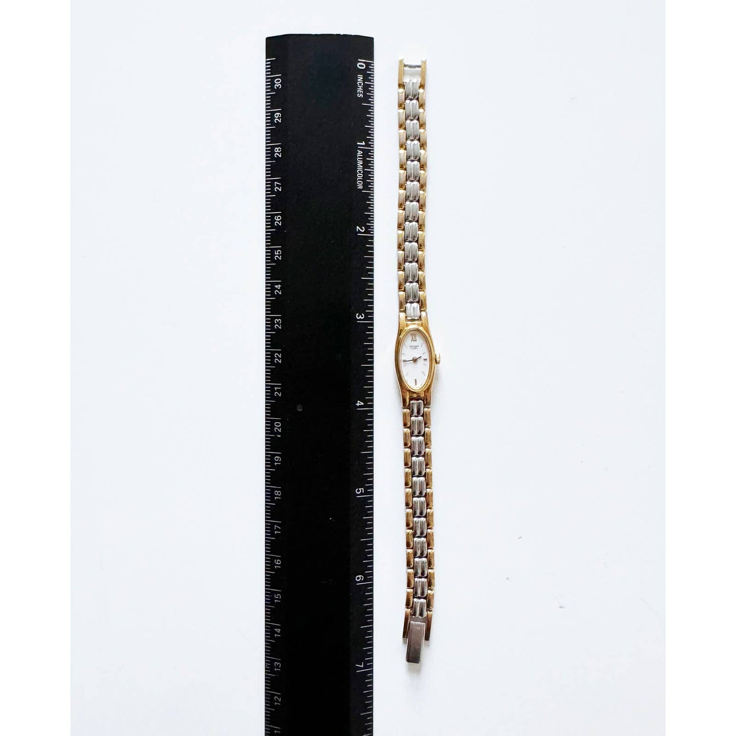 Vintage Small Two Tone Watch with Oval Face | Pulsar